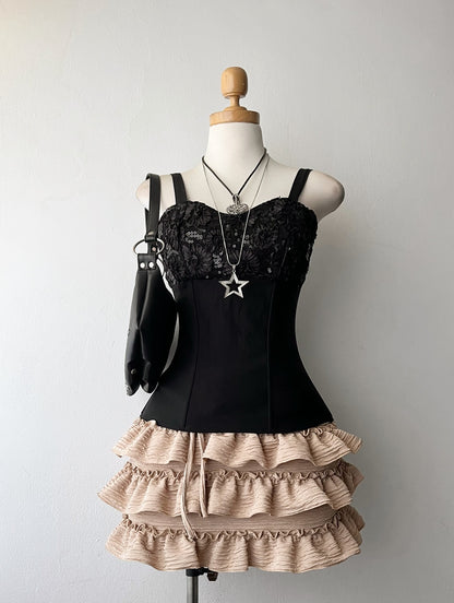 Corset with embroidered sequins