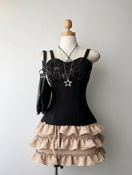 Corset with embroidered sequins