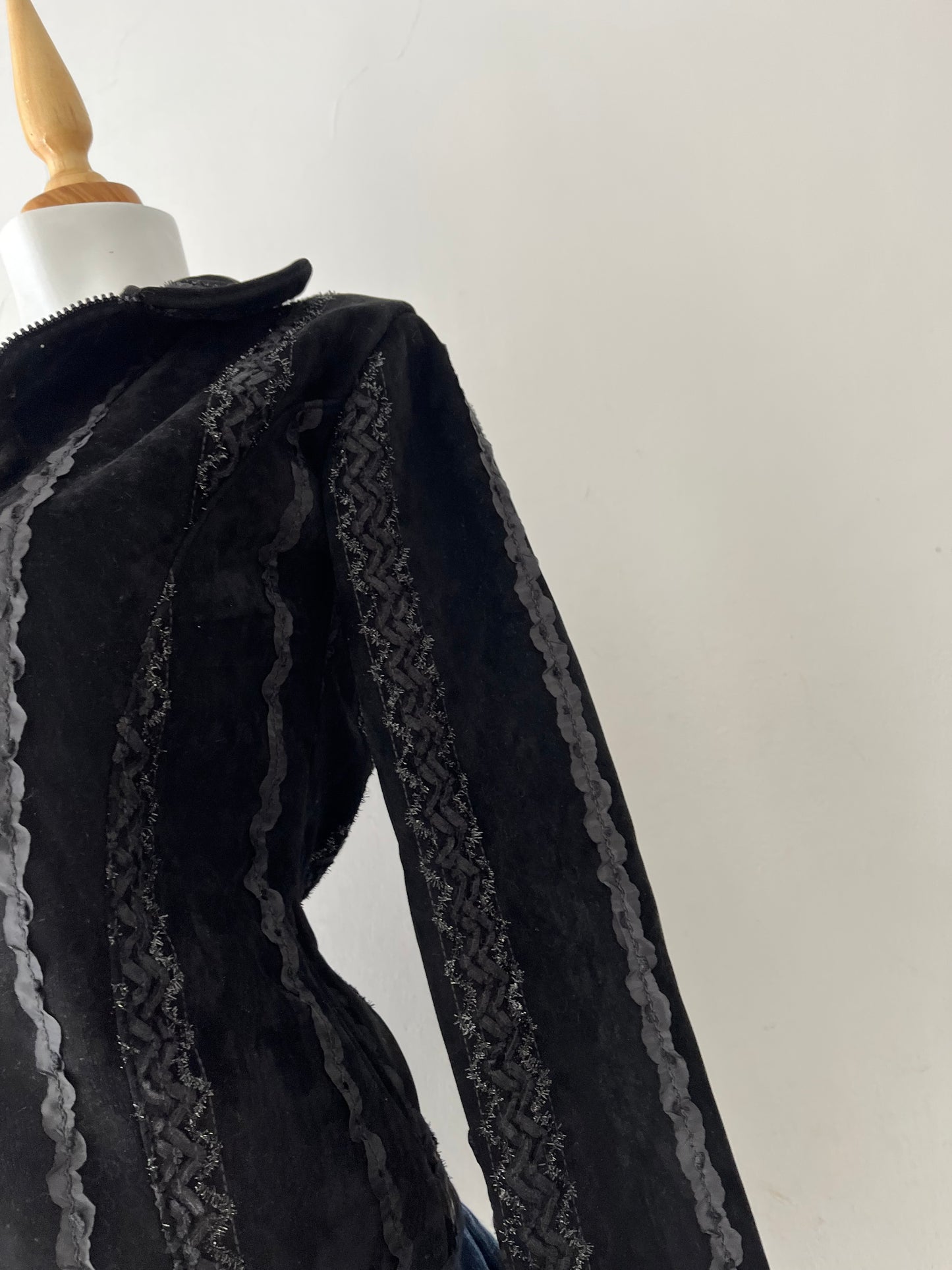 Black jacket with embroidered designs