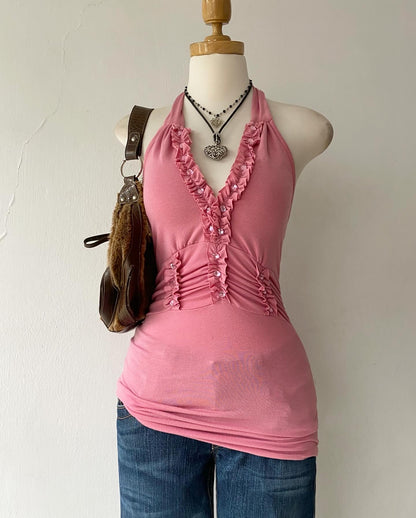 Halter top in rosewood~Size S