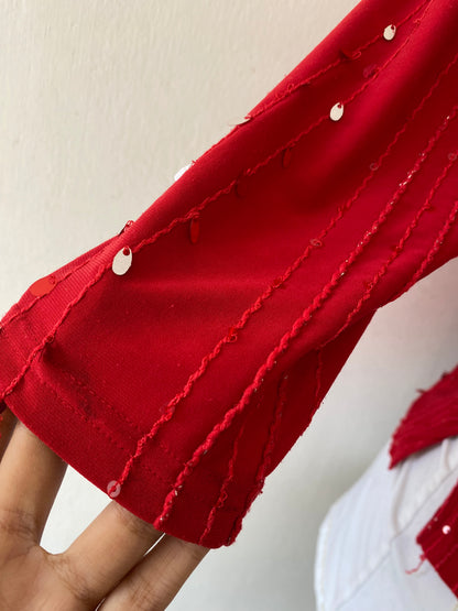 Red top with sequins