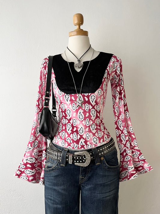 Bohemian flared sleeve top
