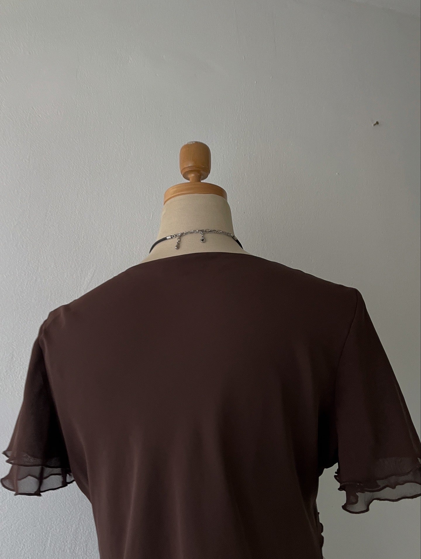 Brown top with sequin embroidery