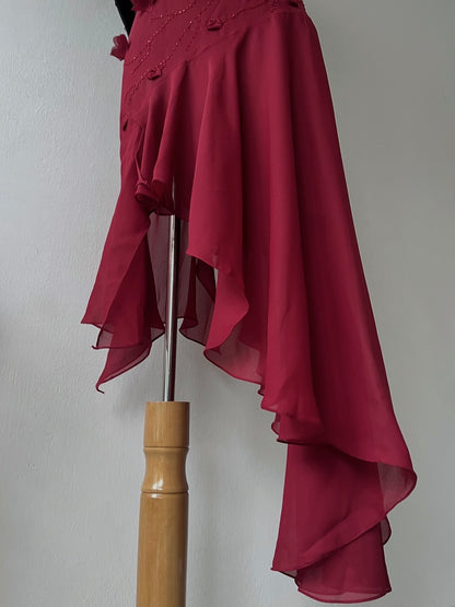 Burgundy asymmetric dress
