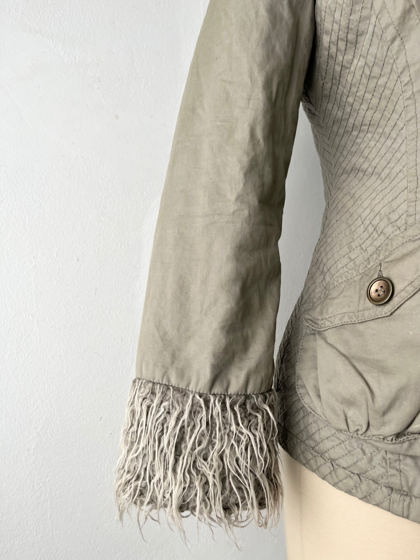 Warm quilted gray penny lane jacket