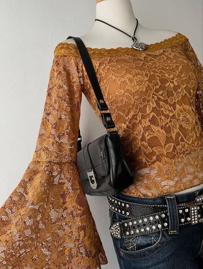 Off shoulder flared sleeve top