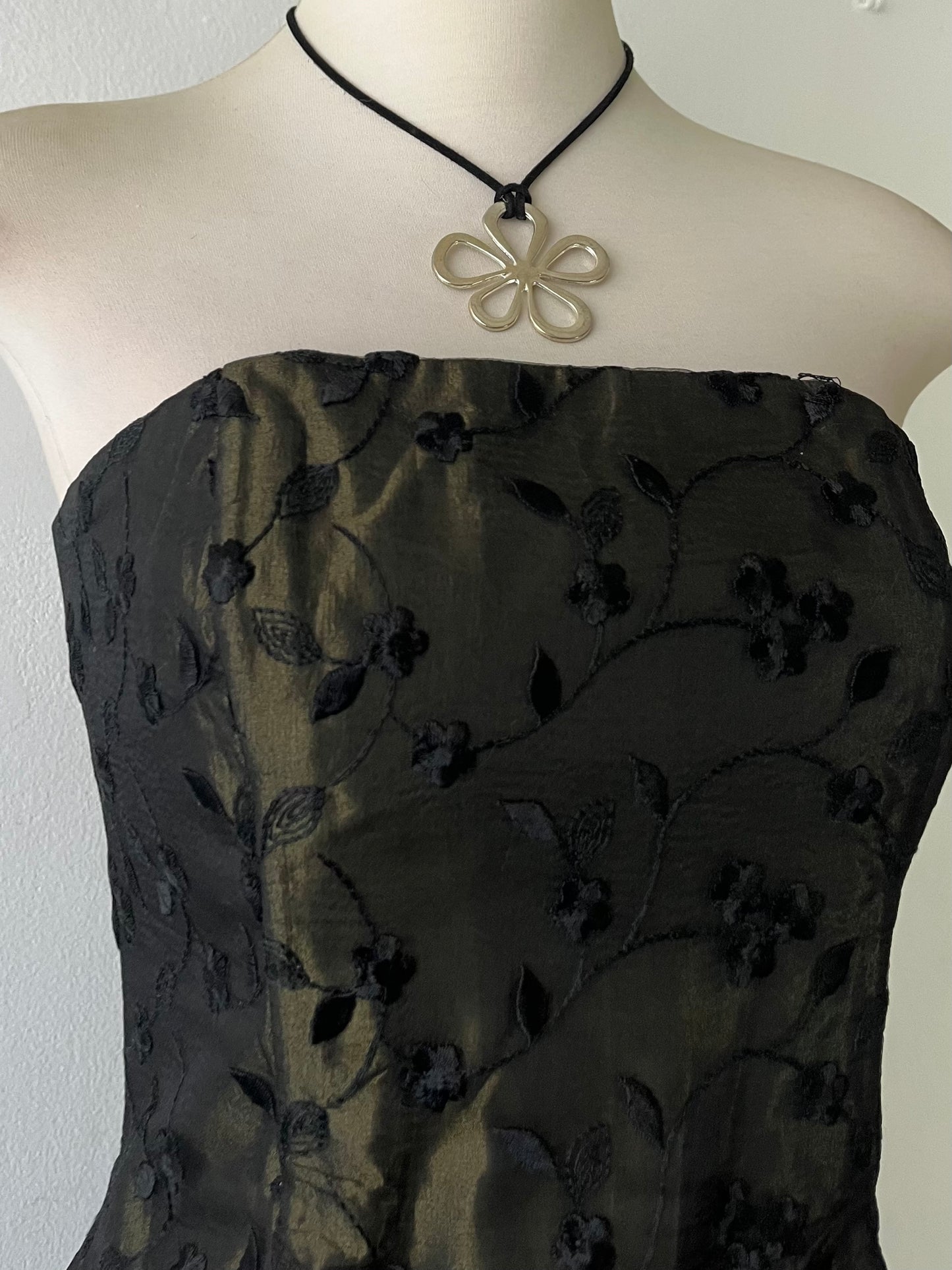 Midnight green corset with floral designs