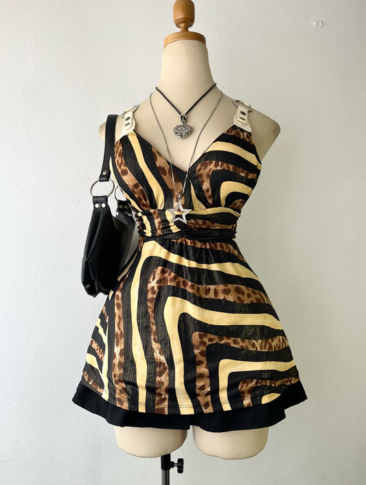 Animal print top with back bow