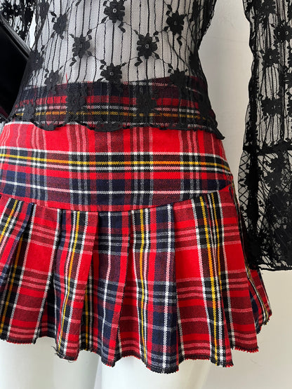 Pleated plaid skirt
