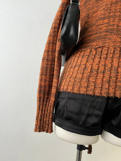 Off shoulder knitted sweater with bow