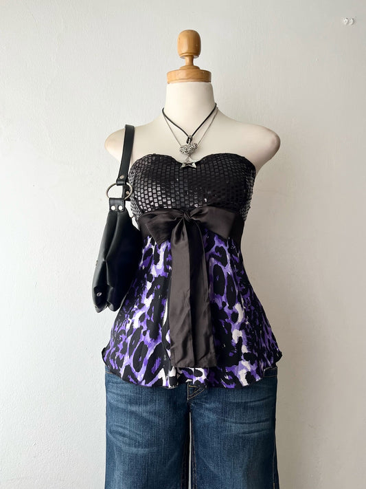 Animal print top with bow