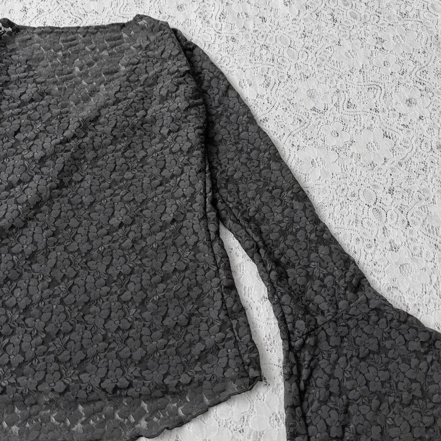 Bell-sleveed lace top