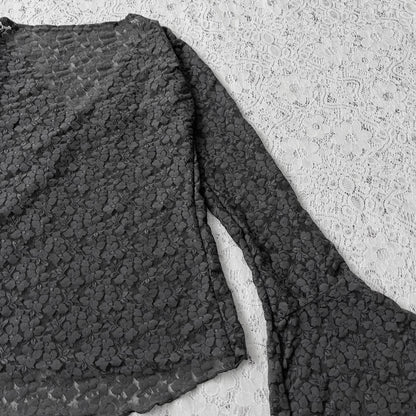 Bell-sleveed lace top