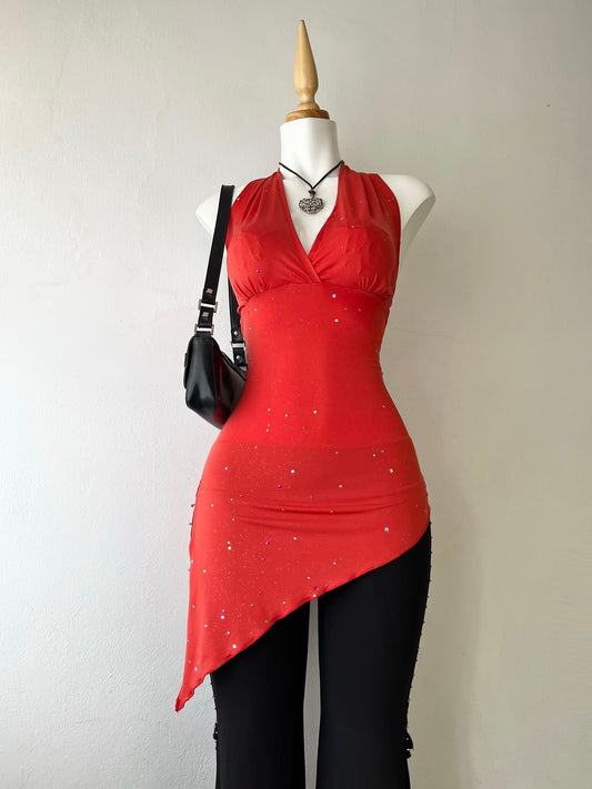 Asymmetrical halter top