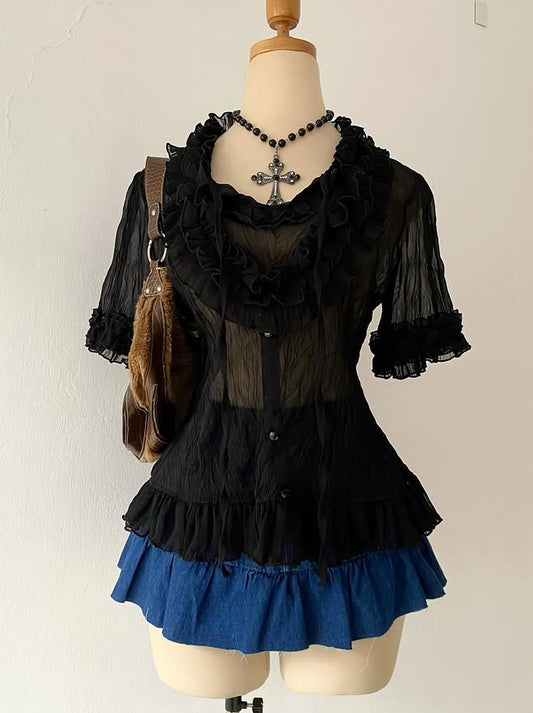 Boho chic goth blouse