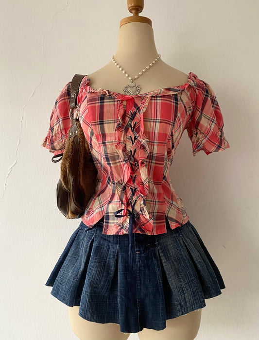 Checkered corset top