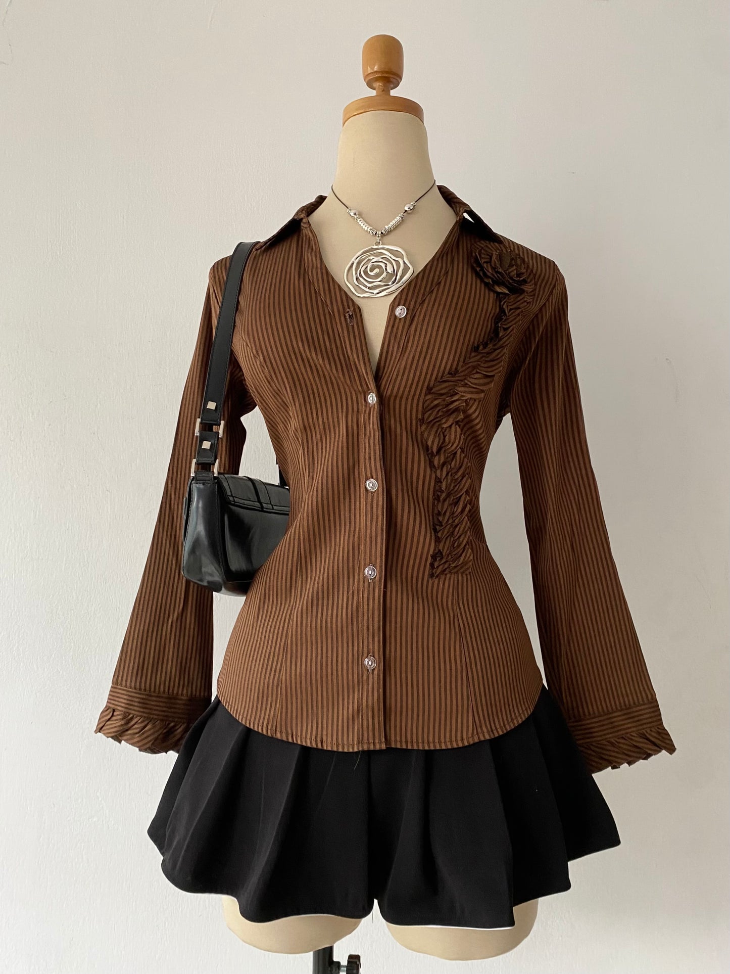 Brown striped blouse