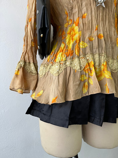 Beige floral blouse