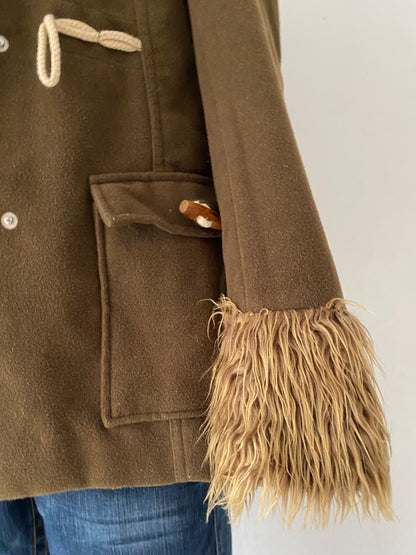 Jacket with lamb on sleeves and hood