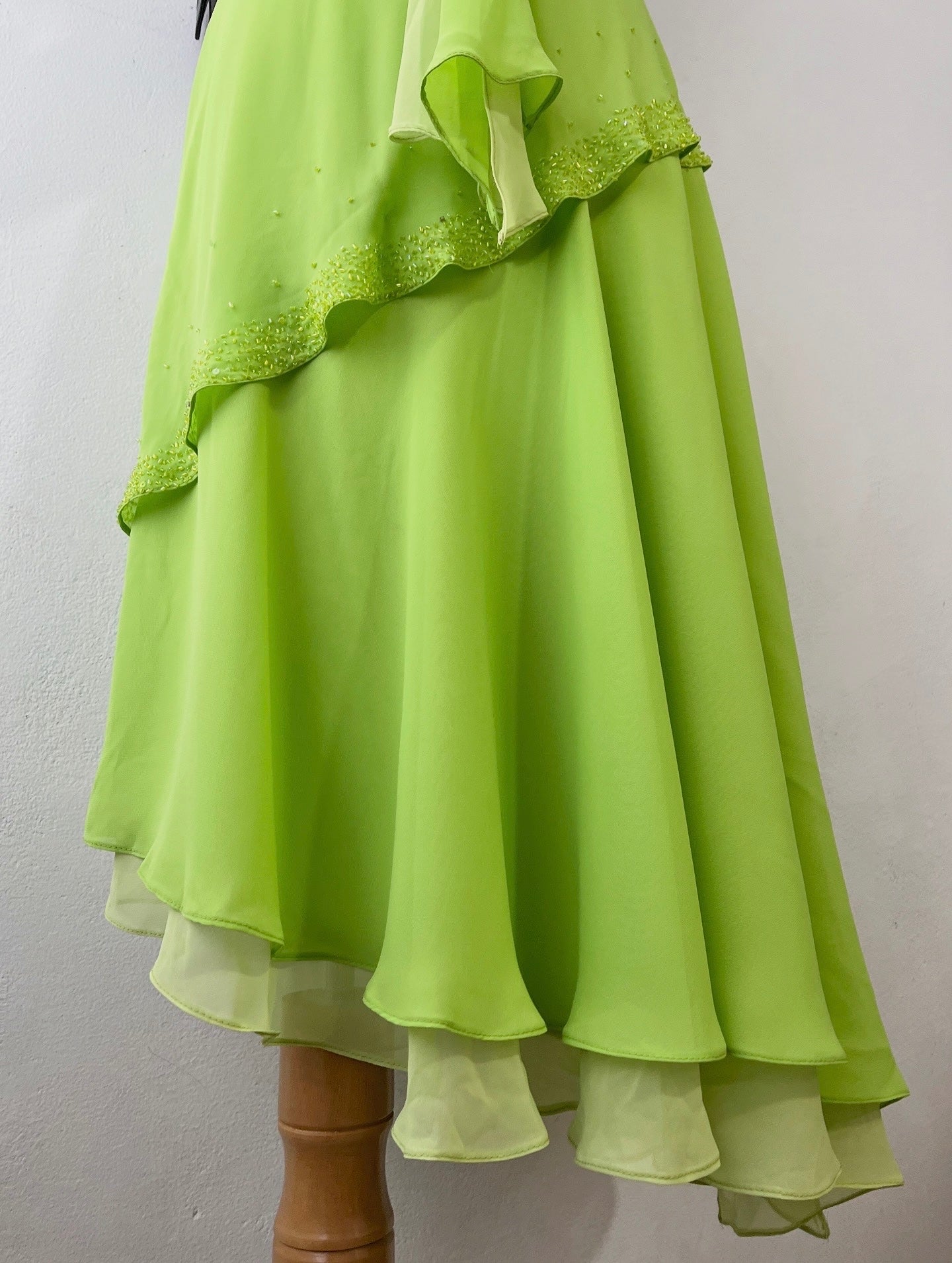 Assymetrical lime green dress