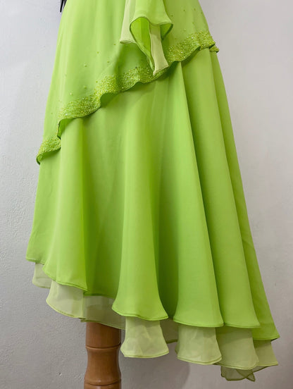 Assymetrical lime green dress