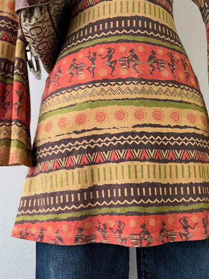 Bell-sleeved boho top