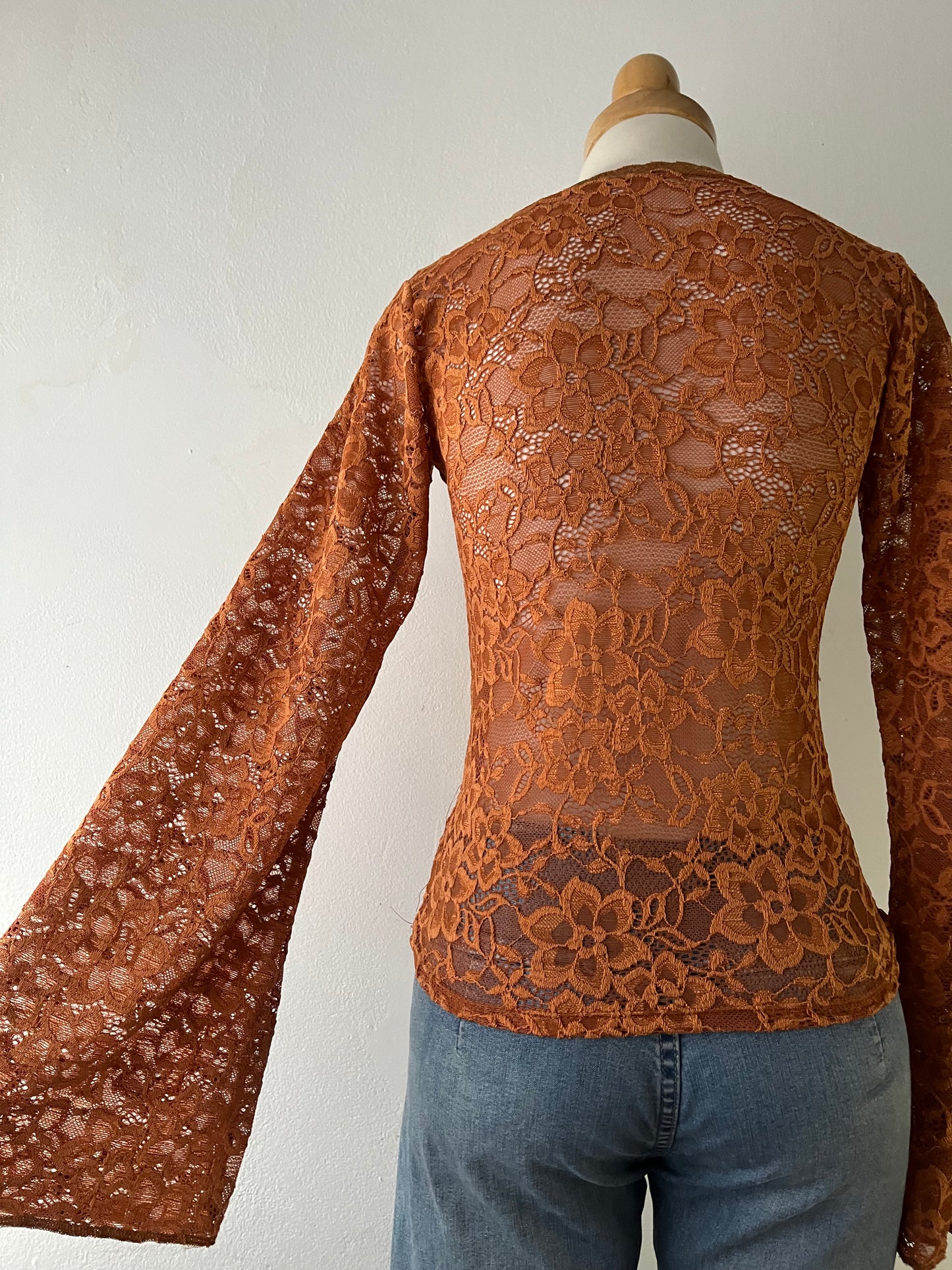 Lace top with flared sleeves