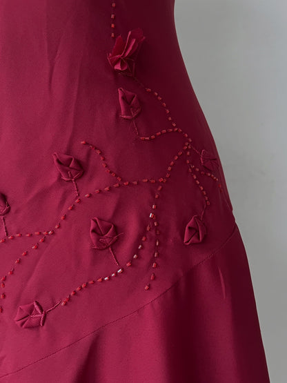 Burgundy asymmetric dress