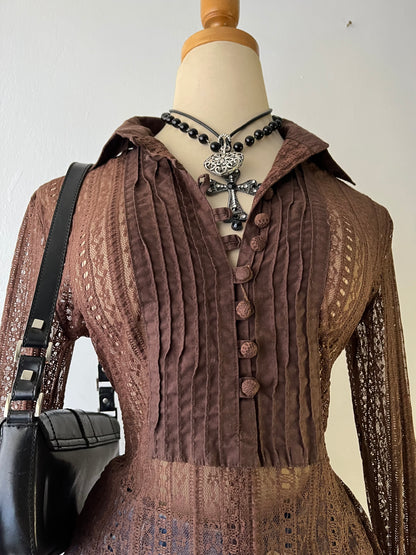 Mesh brown top