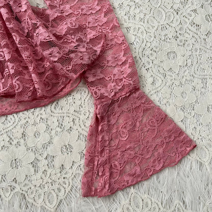 Lace top with flared sleeves