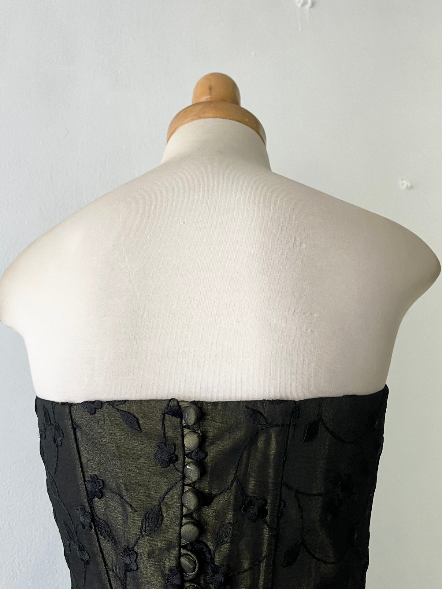 Midnight green corset with floral designs