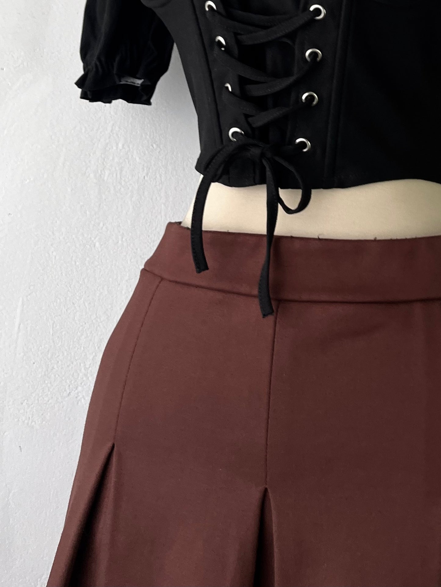 Brown pleated skort