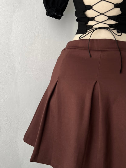 Brown pleated skort