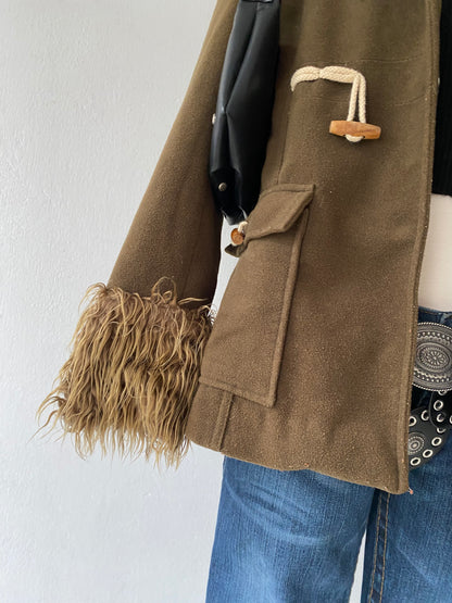 Jacket with lamb on sleeves and hood