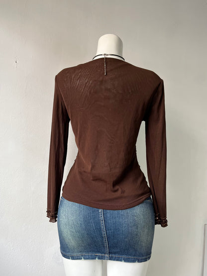 Brown sequin long sleeve top
