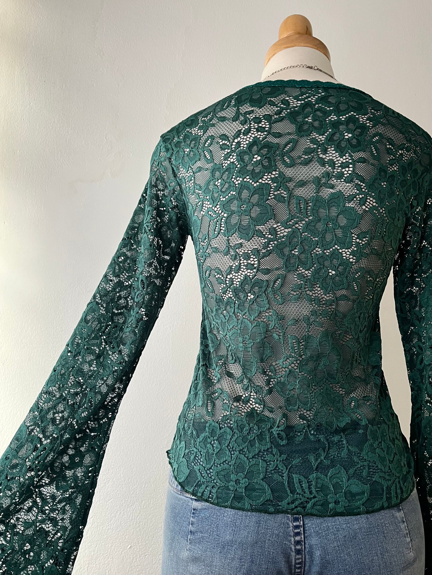 Lace top with flared sleeves