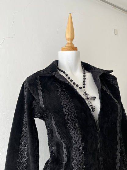 Black jacket with embroidered designs