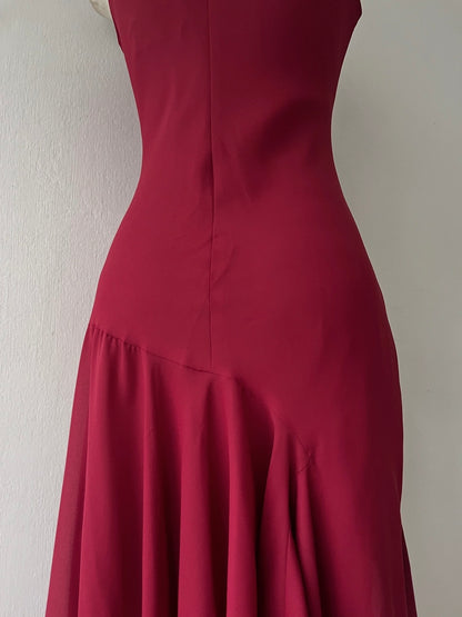 Burgundy asymmetric dress