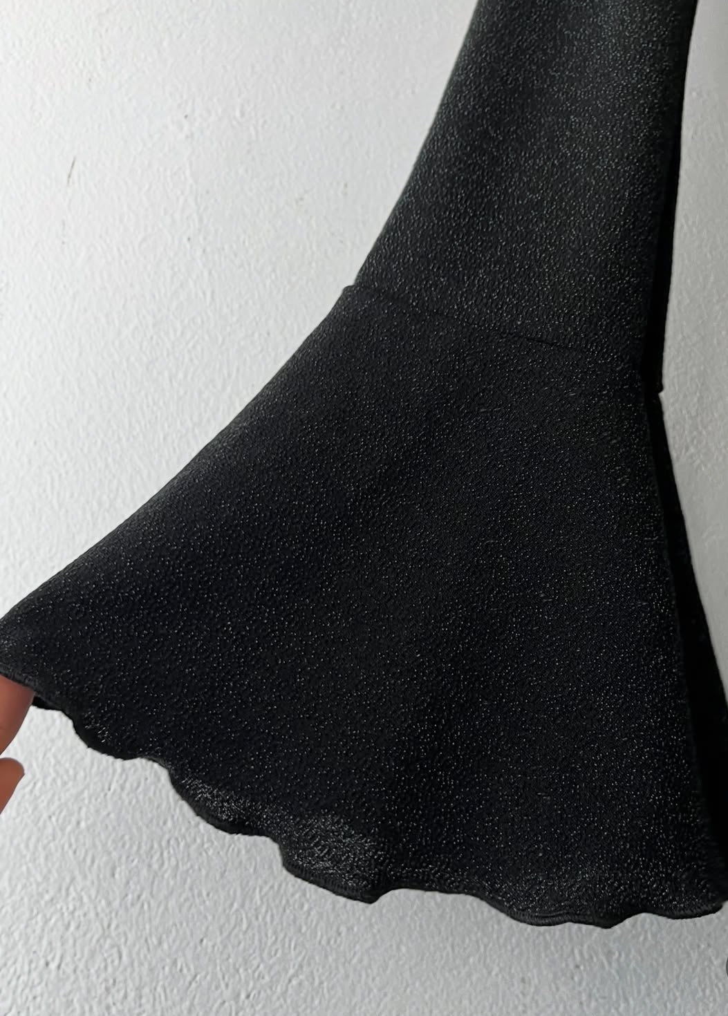 Bell-sleeved top with silver sparkles