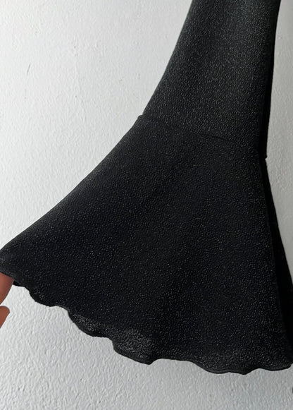 Bell-sleeved top with silver sparkles