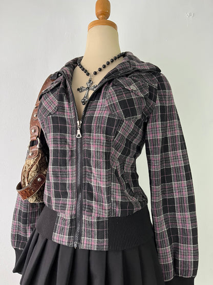 Plaid jacket with warm sherpa lining