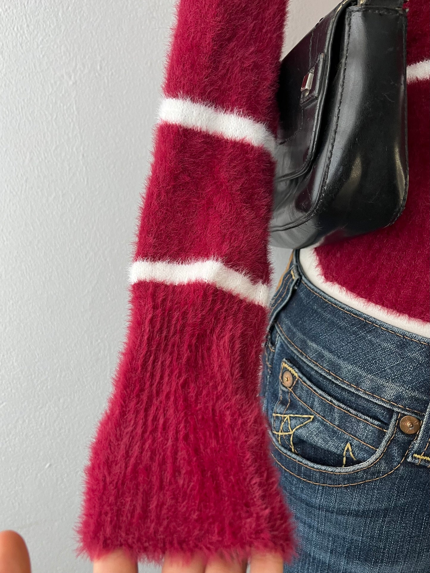 Burgundy striped turtleneck