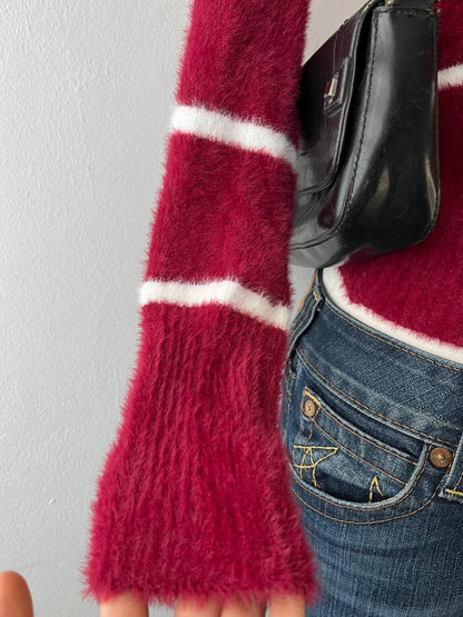 Burgundy striped turtleneck