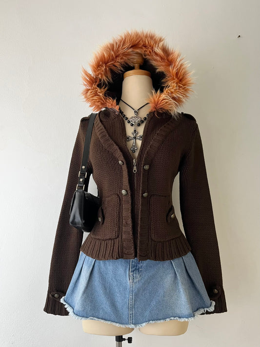 Knitted jacket with hood