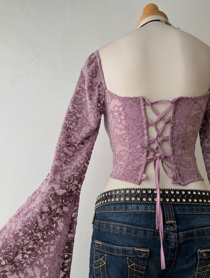 Corset top with flared sleeves