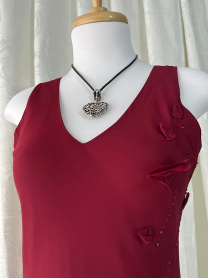 Burgundy asymmetric dress