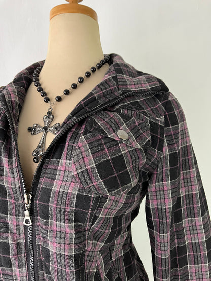 Plaid jacket with warm sherpa lining