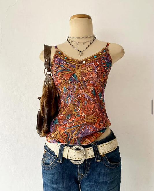 Boho top with sequins-size XS