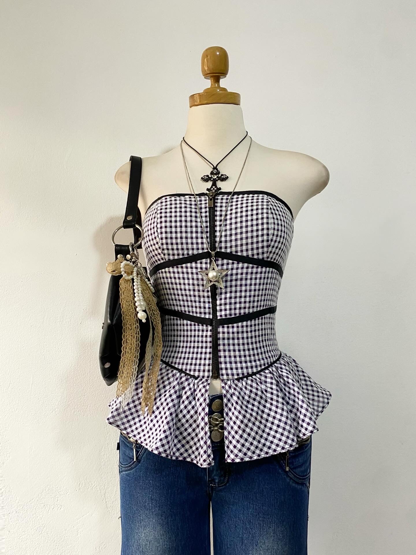 Plaid corset top