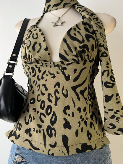 Animal print top + scarf